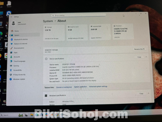 Inter i5 10Gen 8Gb Ram 4Gb Graphics 1666 RTX  Ssd 512 gb